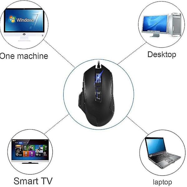 Gaming Mus Ledningsført Programmerbar Åndedrætslys Ergonomisk Spil USB Computer Mus