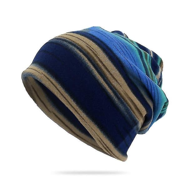 Ny unisex randig mössa mössa kvinnor män plysch ull höst vinter varm