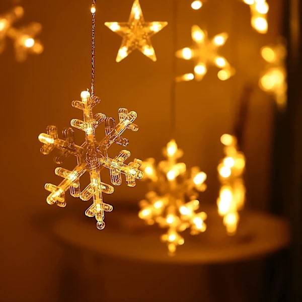 Wabjtam Jul Snöflinga Ljus Led Snöflinga Istapp Ljus Timer Jul Ljus Dekor