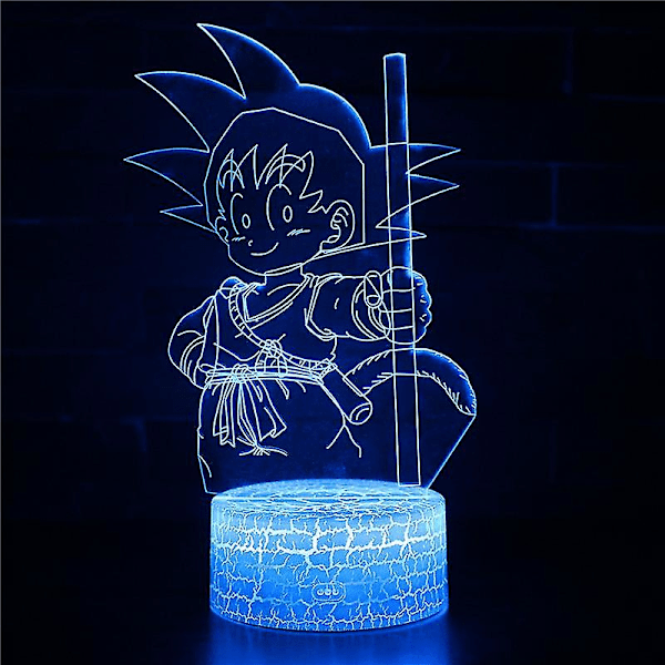 3D Touch Lampe Natlys Børn 7 Farver Med Fjernbetjening - Dragon Ball Børnegave