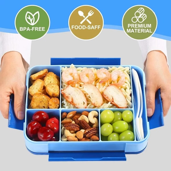Barnematboks, Matboks - 1300ML BPA-fri Bento-boks med 5 rom