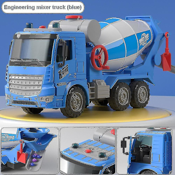 Børns store blandemaskine Inertia legetøjsbil Dumper Beton ingeniørkøretøj Cement tankvogn Simulering modelbil（Kran blå）