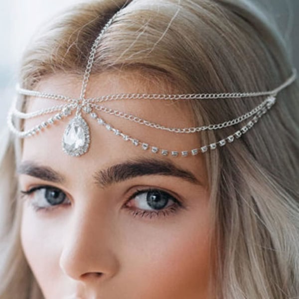 Silver Rhinestone Bridal Pannband med Strass - Brud och brudtärna håraccessoarer