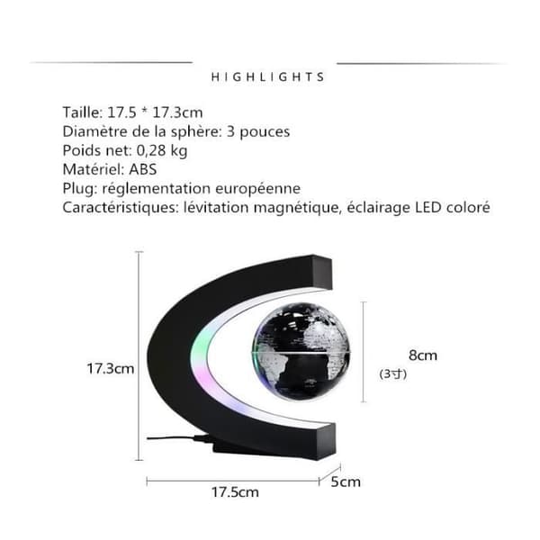 Dekorativ - C-formet - Lysende globus - Magnetisk levitation - LED - Indendørs