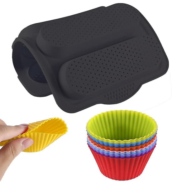 Silikonbrødform Bakeform for baking av 6 muffinskopper med firehullsbaguetter