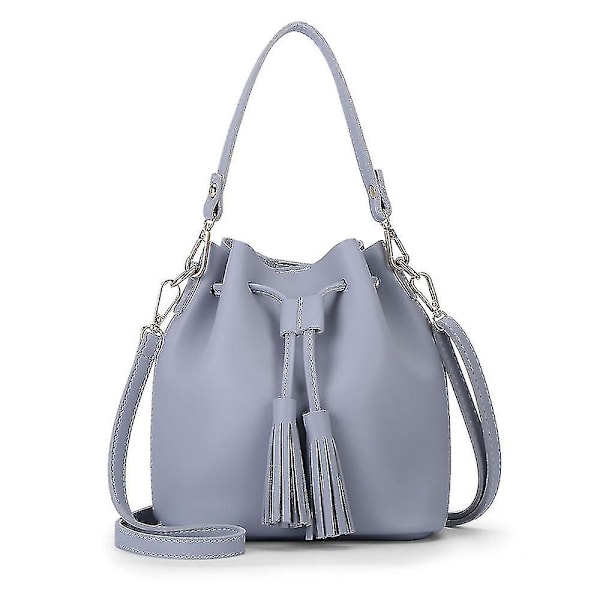 Väskor Dam Street Tassel Dragsko Pu Hinkväska Mode En Axel Crossbody Dam Handväska（grå）