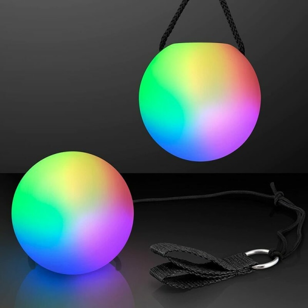 LED Poi-bold hvirvlende lys Rave-legetøj (sæt med 2) farveskiftende Poi-bolde