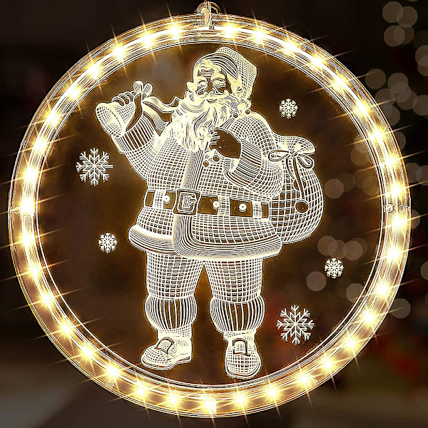 Christmas Window Lights Indoor Novelty Hanging 3D Lights Decorative String Lights Battery Operated with Suction Cup