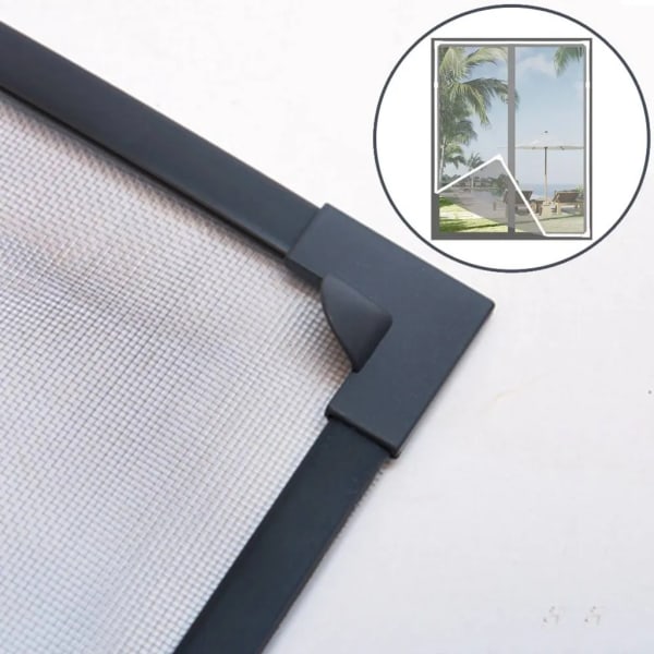 Insektsnät i glasfibertyg med lättmonterad magnetram grå 130x150 cm