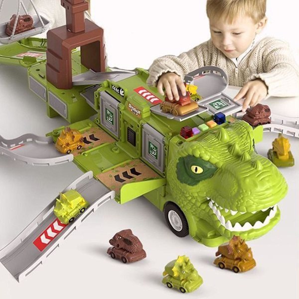 Barnevogn Dinosaur Rail Car Deformerbar Container Simulering Tyrannosaurus Rex Gutt Leker (gul)