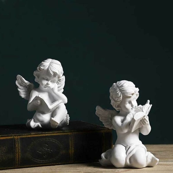 Cherub Angels Resin Hage Statue Figur Bedårende Engel Skulptur Minnestatue for Innendørs Utendørs Hage Dekorasjon Stil a