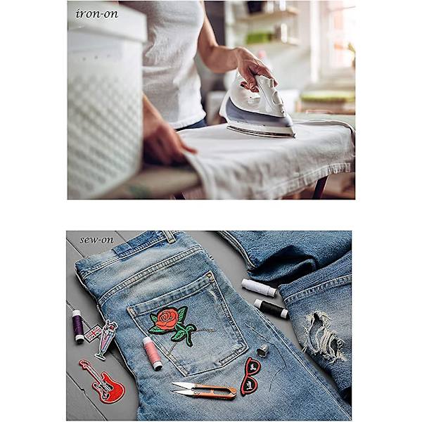 Dww-60 st slumpmässigt urval av tyger lappar broderi, strykjärn på applikationer DIY sy applikationer applikationer