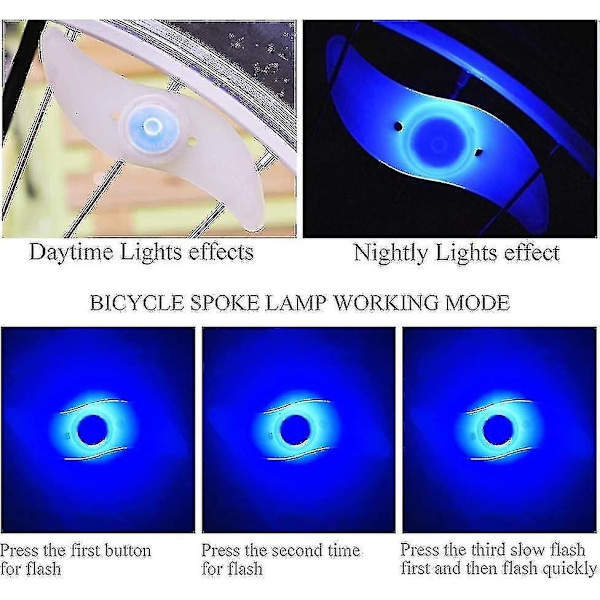 4 x LED-cykelhjulsljus, vattentätt LED-cykelhjulsljus med 3 blinkande lägen LED-cykelhjullampa (blå)