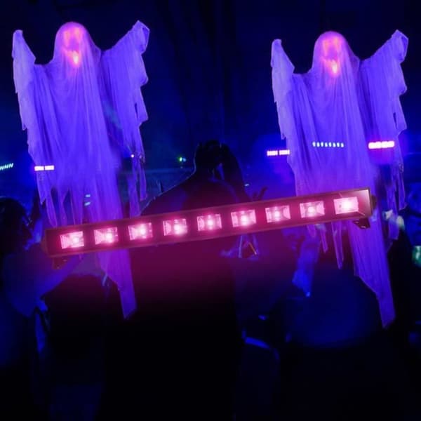 Halloween dekorasjonspakke - IBIZA LIGHT - 9x3W LED-strips + Mini LED-strobelys - Blacklight - 2x9x3W UV - 24 LED-strobelys