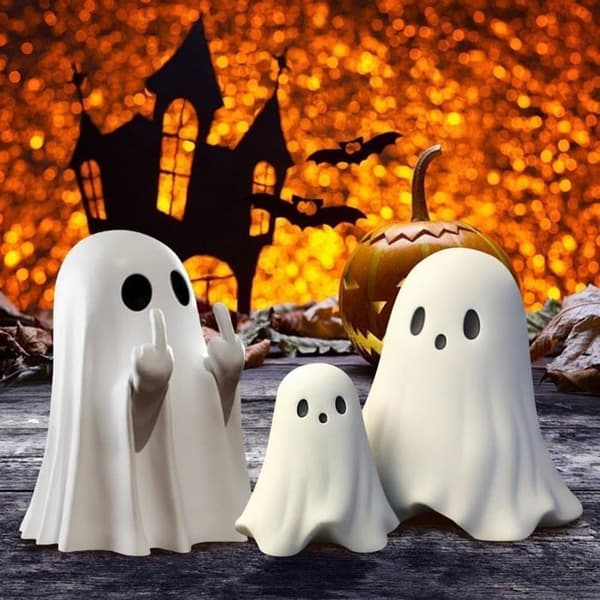 Langfinger spøkelsesstatue, frekk harpiks spøkelsesfigur til Halloween, morsom spøkelsesdekorasjon til Halloween