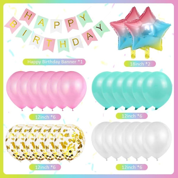 Dekorationer för 1-årsdag - Regnbågsgradient Helium Ballong Nummer 1, Latexballonger