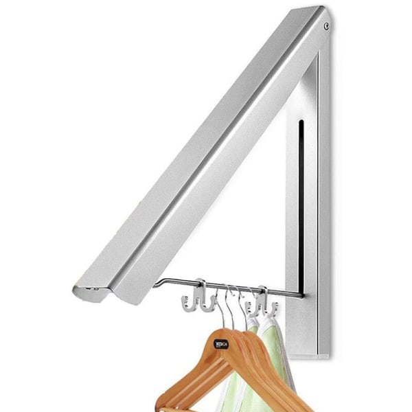 Uttrekkbart klesstativ for hjemmet - Veggmontert sammenleggbart klesstativ for oppbevaring av sengetøy, aluminium, enkel installasjon