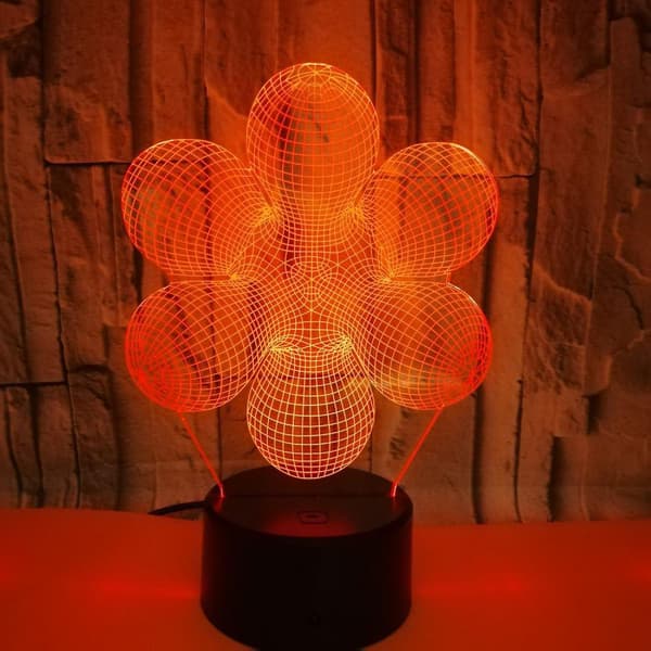 3D Abstrakt Nattlys LED-lys Optisk Illusjon