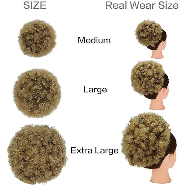 Syntetisk dragsko hästsvans kort lockigt hår bulle förlängning munk chignon