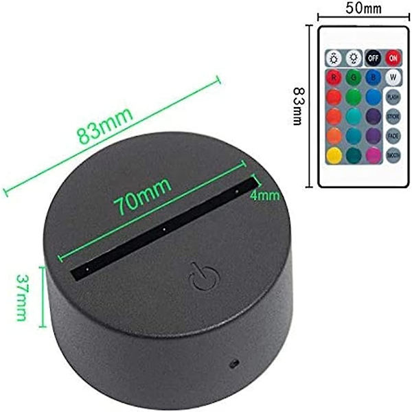 Stemningslys Base 3d Illusion Led Nattelys Base 16 Farver Touch/fjernbetjening Acsergery Gave