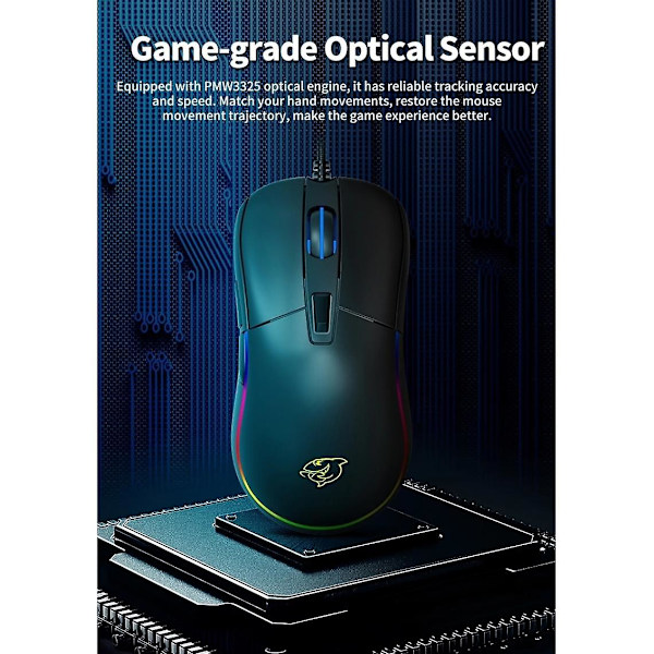 Bildsensor 6 knappars spelmus 1000 dpi optisk trådbunden spelmus för bärbara datorer PC-spel | Mus (svart)