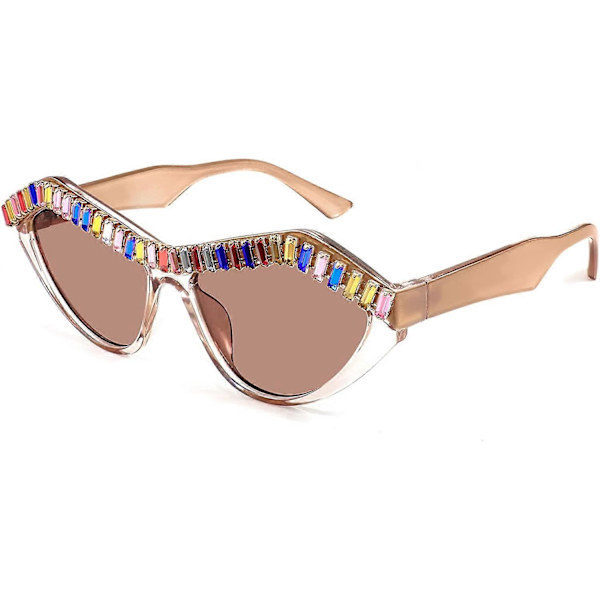 Mode Cat Eye Diamant Solglasögon Kvinnor Retro Vintage Cateye Plastram B2302
