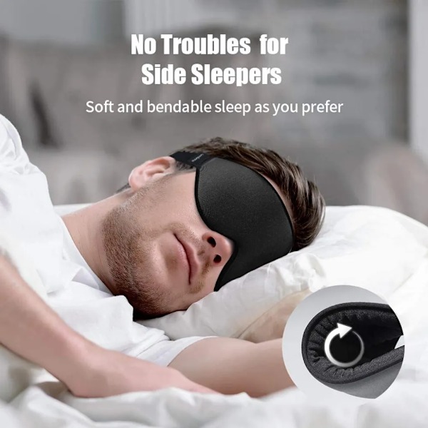 3D Mesh Sömnmask, Andningsbar, Ljusblockerande Ögonmask med Upphöjda Näskuddar.