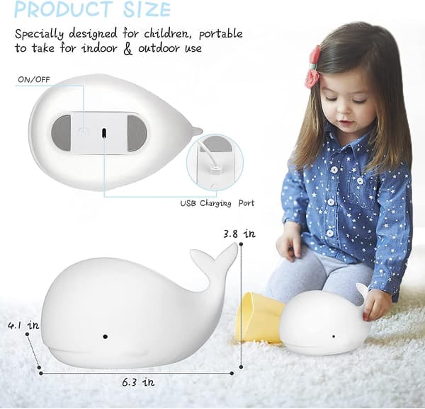 Natlys Søde Hval Natlys Silikon LED Natlys Med Touchskærm