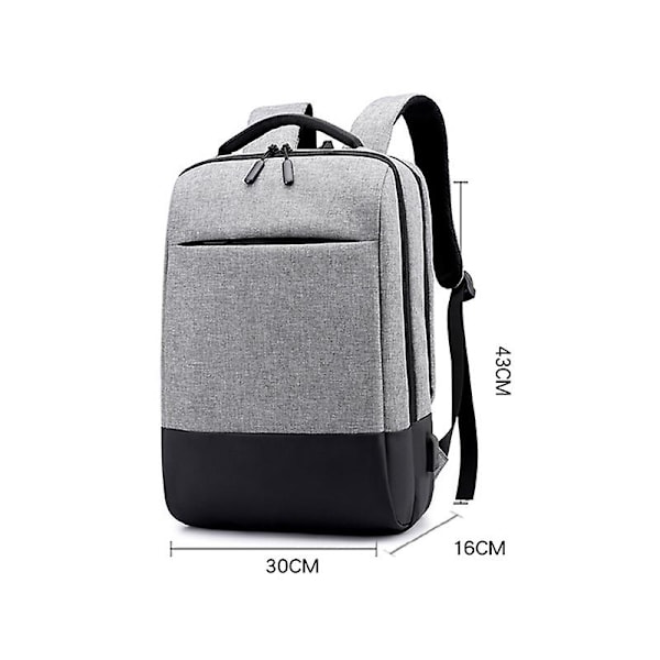 Men Laptop Backpack Waterproof USB Charge Travel Clothes Storage School Bag（Light Grey）