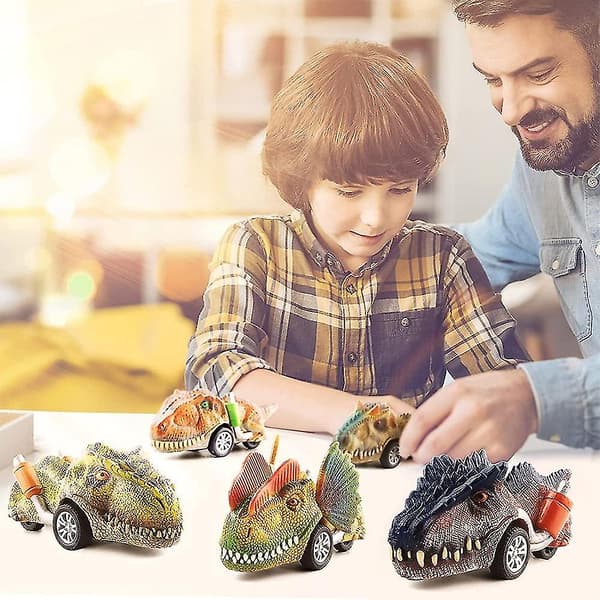 Dinosaurbil-lekesett Mini-simulering Dinosaur Pull Back & Go Biler Leker Barn Gutter Jenter Friksjonsdrevne Billeker Gaver