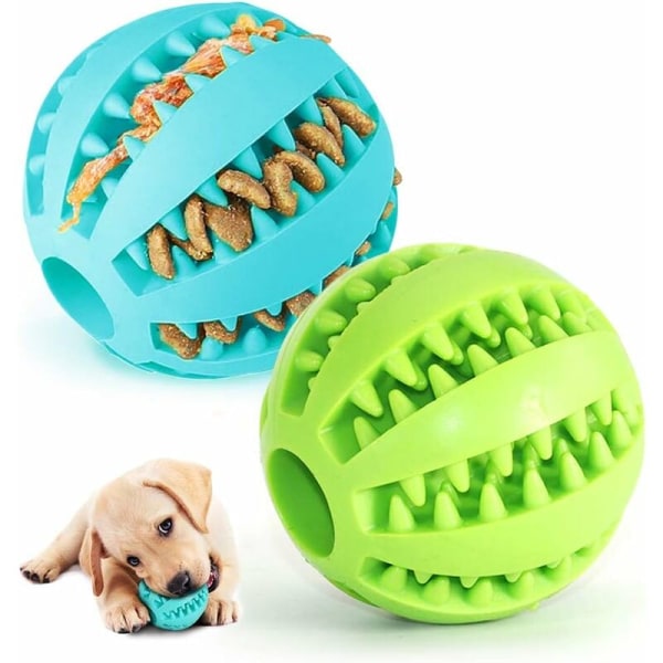 2 Toy Dog Balls, Gummi Dog Chew Ball, rena tänder, giftfri, bettsäker leksak, Interactive Training IQ Puzzle Toy Ball för små medelstora hundar