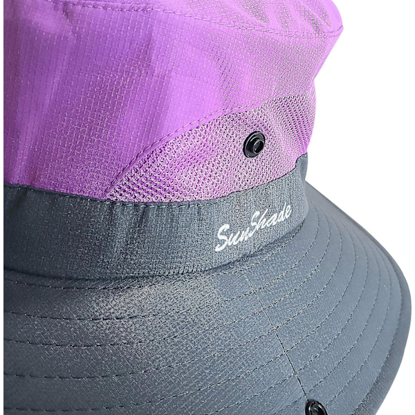Dame Hestehale Solhatt UV-beskyttelse Foldbar Mesh Bred Bremskjerm Strand Fiskehatt（Lilla）
