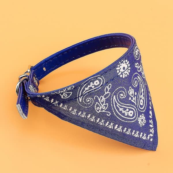 Blå tyg PU läder justerbar triangulär husdjurskrage för katter (23-28 cm)