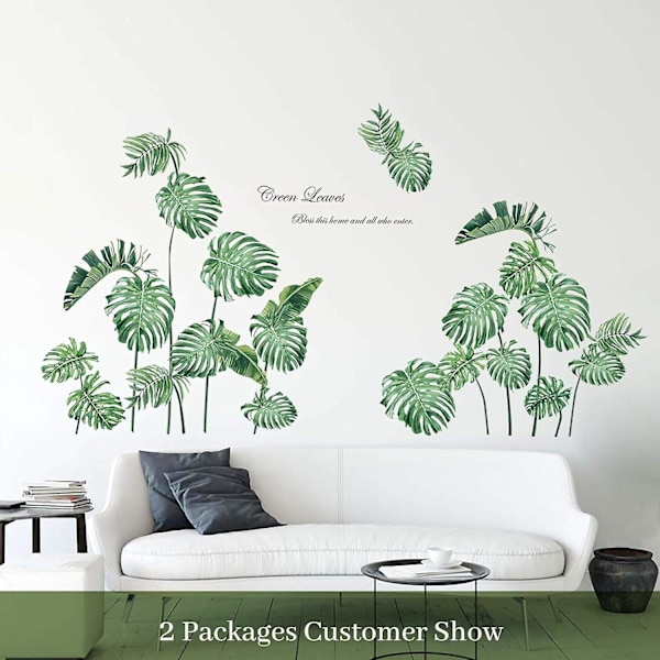 Kreative jente veggklistremer barnerom kunstdekor 3D DIY grønne planter skrell friske blader