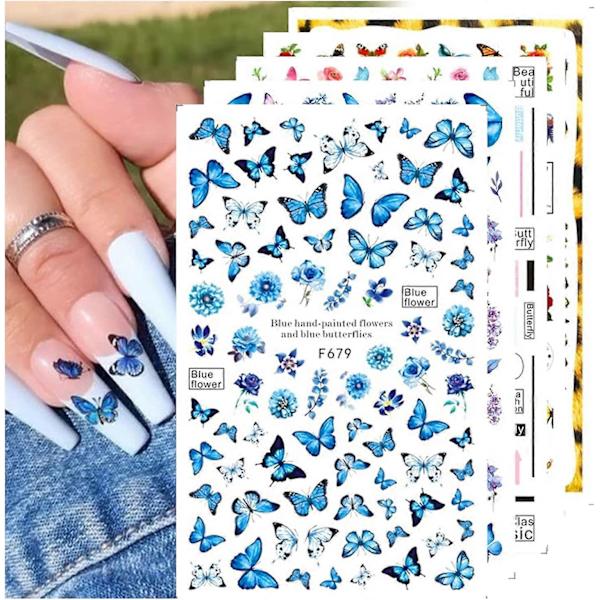 10 Ark Fjärils Nagelkonst Dekaler Självhäftande Nageldekaler Vattenöverföring Vanessa Designs Dekorationer för Nagelgel Polish