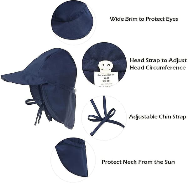 Solhat til småbørn UPF 50+ Solhat til små drenge Solbeskyttelse Solhatte（E Royal Blue，9-18 måneder）