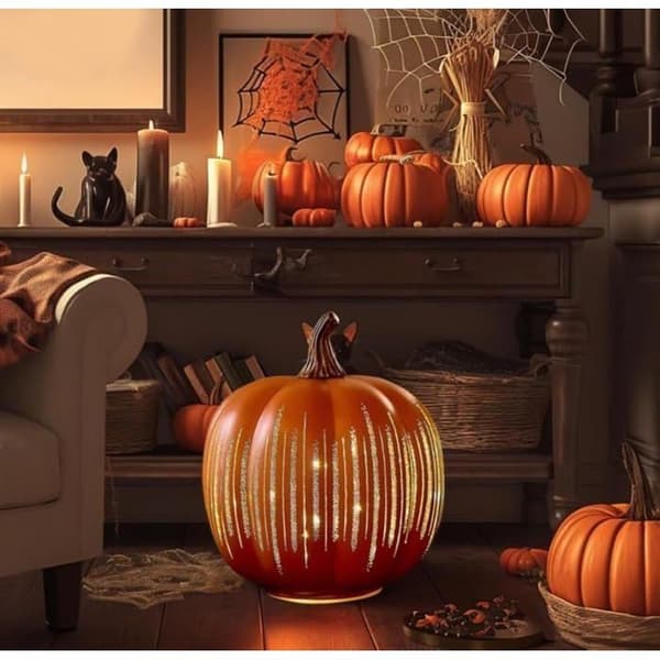 Halloween-dekorasjon, LED Stjerneklar Natt Gresskar Lykt, Nattlys for Barn og Voksne