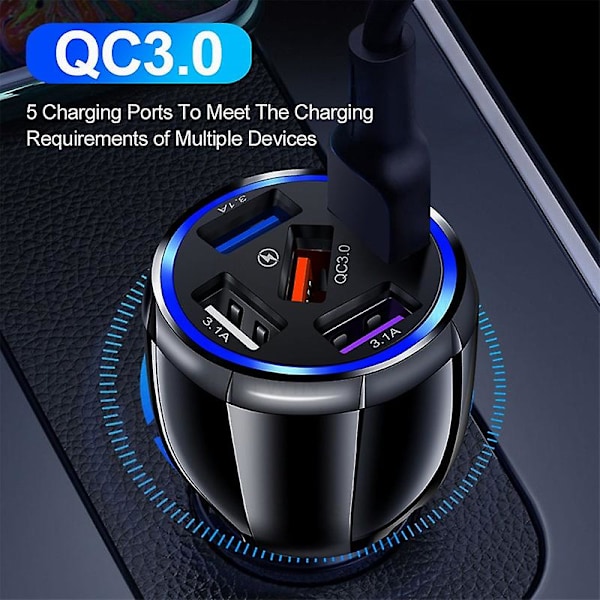 15a 5usb Hurtiglading Billader Qc3.0 5 Porter Billader 15a Lader Mobiltelefon Lading I Bil Billader Usb Biler