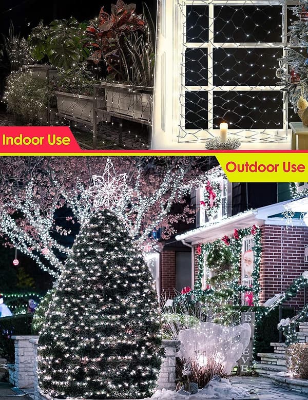 Dww-(Cool White) LED Solar Mesh Light, 3M*2M Solar Mesh Light/USB Powered, Genopladelig Balkon Mesh Hegn Lys