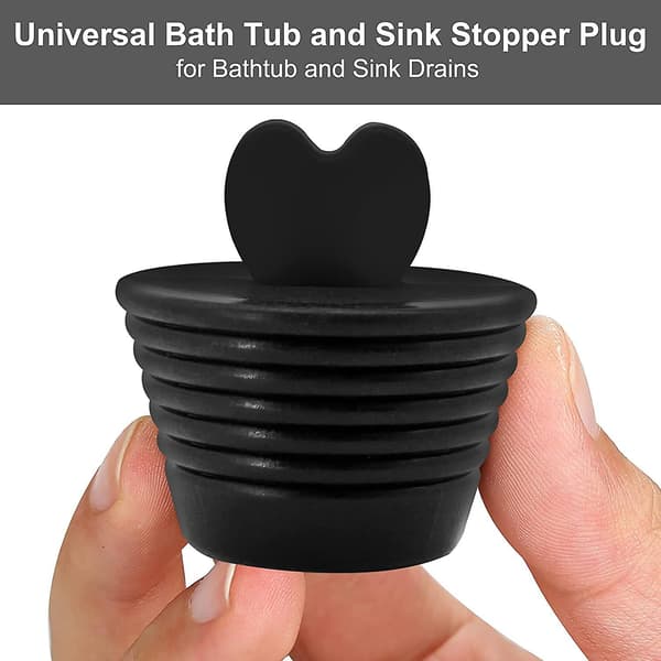 Universal afløbspropper Universal badekarprop Hjerteformet badekarprop til køkkenvask Badeværelsesvask 4,5*2,9*2,9cm Sort 3 stk.