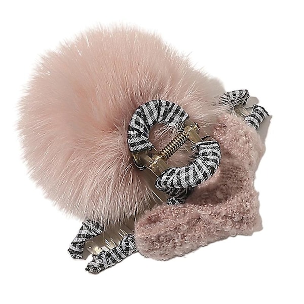 Stora hårklämmor Pompom hårklämma Ponytailhållare Tillbehör（Rosa）