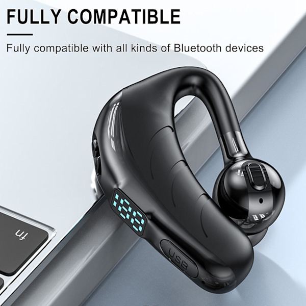 Yksipuolinen kuuloke mikrofonilla Bluetooth 5.2 Kuuloke LED-näyttö Vedenpitävä kuuloke Langaton handsfree-kuuloke