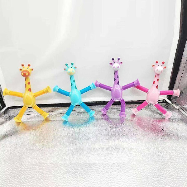 Sugrör i tecknad film, teleskoprör, giraff, lätt dekompressionsleksak, användbart verktyg, bordsdekoration (rosa)