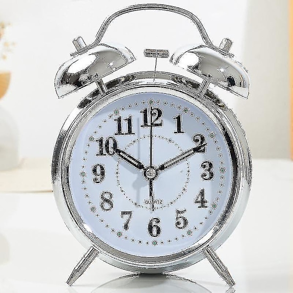 Retro Alarm Clock, Old Fashioned Bedside Alarm Clock With Non Ticking Twin Bell