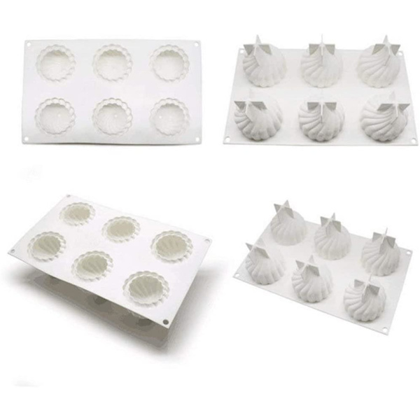 Kageform Silikoneforme 6 Hulrum Spiral Slotform Silikoneform Kage Mousseform