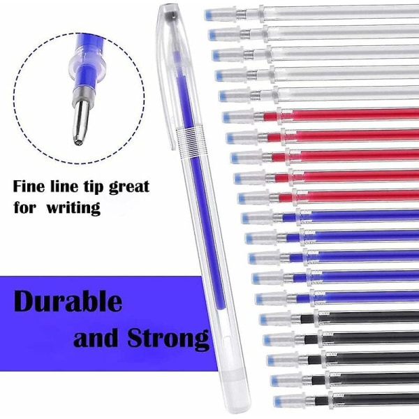Värmeruderbara pennor med 20 påfyllningar Tygmarkörspenna för att skräddarsy tyger i olika färger, 4 färger påfyllningar
