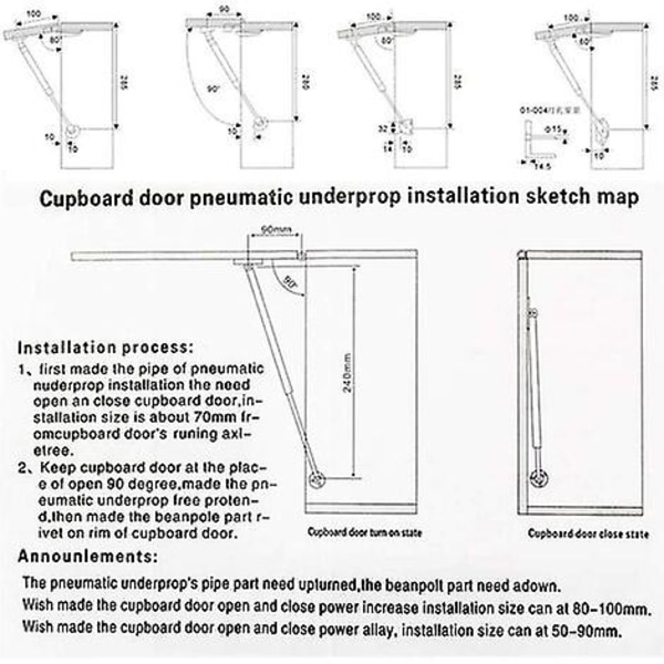 Gassfjær pneumatisk arm hydraulisk kjøkkenmøbelløft for møbelskapsdørløft (150N)