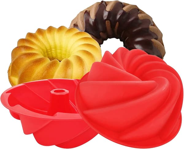 2 stk. silikonebundtkageform rillet pundkage gelébageforme 9,5'' non-stick rund rørkageform