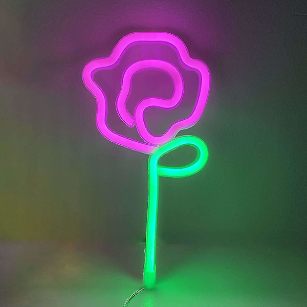 Ruusukukka Neonvalo Led Neon-kyltti Pinkki Neonvalo Paristo/usb-käyttöinen Seinä Neonvalo Neon Yövalo Makuuhuoneen Valo Neon Kukka-kyltti
