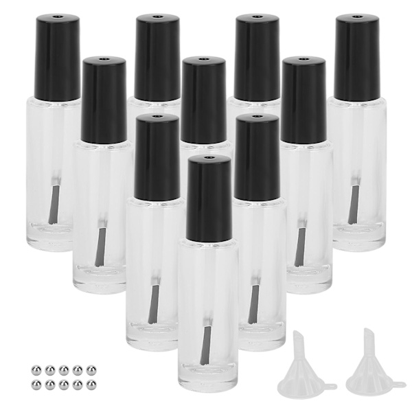 2024 10 st 8 ml tomma nagellacksflaskor i glas med borste, lock och blandningskulor